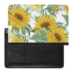 Reisepasshülle Etui Sonnenblumen-Muster Pu Leder Reisepasshülle Mit Kartenschlitz von LAZAT