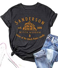 Halloween T-Shirt Frauen Sanderson Sisters Letter Print Graphic T-Shirt Hocus Pocus Tees Tops - Grau - Groß von LAZYCHILD