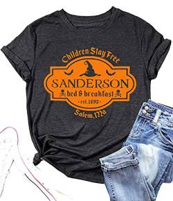 Halloween T-Shirt Frauen Sanderson Sisters Letter Print Graphic T-Shirt Hocus Pocus Tees Tops - - Groß von LAZYCHILD