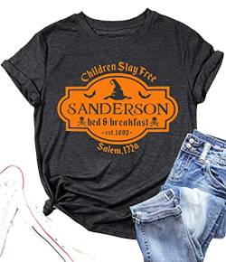 Halloween T-Shirt Frauen Sanderson Sisters Letter Print Graphic T-Shirt Hocus Pocus Tees Tops - - XX-Large von LAZYCHILD