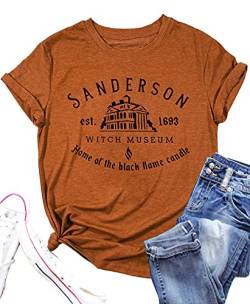 LAZYCHILD Sanderson Sisters Halloween Shirt Frauen Sanderson Bed and Breakfast Tee Hocus Pocus Funny Graphic Shirts, khaki, Mittel von LAZYCHILD