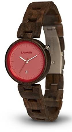 LAiMER Damen-Armbanduhr NICKY PINK Mod. 0054 aus Sandelholz - Analoge Quarzuhr mit braunem Holzarmband von LAiMER