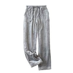 LApooh Plüsch-Pyjamahose Für Damen, Bequem, Weich, Warm, Lounge-Hose, Nachtwäsche, Hose Mit Taschen Und Kordelzug, Winter-Fleece-Pyjamahose, Lounge-Hose, Flauschige Nachtwäsche, Grau, M von LApooh