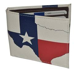 Exotische Geldbörse für Herren, Motiv: Texas-Flagge, Karte mit bedruckter Geschenkbox, Rot, Weiß und Blau, 4.5j" x 3.5" von LB LEATHERBOSS