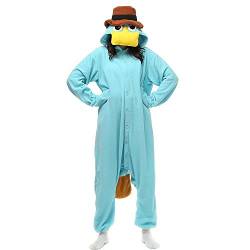 LBJR Erwachsene Animal Jumpsuit Tier Onesie Karneval Overall Kigurumi, L, Schnabeltier Blau von LBJR