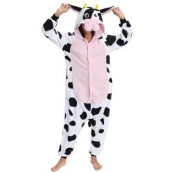 LBJR Erwachsene Unisex Kostüm Jumpsuit Onesie Tier Fasching Karneval Halloween kostüm Cosplay Schlafanzüge,Milchvieh,M von LBJR