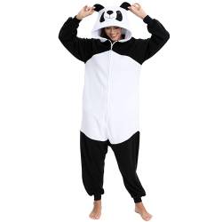 LBJR Panda Jumpsuit Tier Ganzkörper Schlafanzug Erwachsenen Onesie Cosplay Kostüme Pyjama Fasching,M,Panda von LBJR