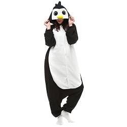 LBJR Pinguin Onesie Jumpsuits Halloween Kostüm Pyjama Oberall Hausanzug Kigurum Schlafanzug, S,schwarz von LBJR