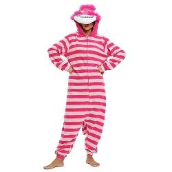 LBJR Rosa Katze Erwachsene Unisex Kostüm Jumpsuit Onesie Tier Fasching Karneval Halloween kostüm Cosplay Schlafanzüge,Pink,L von LBJR