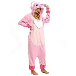 LBJR Stitch Jumpsuit Tier Ganzkörper Schlafanzug Erwachsenen Onesie Cosplay Kostüme Pyjama Fasching,M,Pink von LBJR