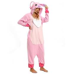 LBJR Stitch Jumpsuit Tier Ganzkörper Schlafanzug Erwachsenen Onesie Cosplay Kostüme Pyjama Fasching,XL,Pink von LBJR