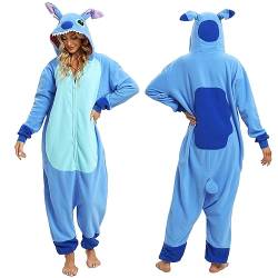 LBJR Stitch Kostum Jumpsuit Fasching Halloween Tier Kostüm Cosplay Onesie Pyjamas,M,Stitch von LBJR