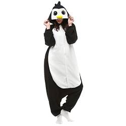 LBJR Unisex Adult Pinguin Pyjamas Cosplay Tier Onesie Jumpsuit Nachtwäsche, Schwarz, S(146cm-159cm) von LBJR