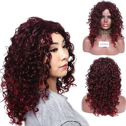 Afro-Perücken für Damen, braun, kurze Locken, versaute Perücken für schwarze Frauen, Cosplay-Perücke, braun (rot) von LBLhello