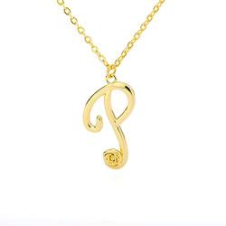 LBLhello Halskette Kette Halskette für Frauen Winzige goldene Anfangsbuchstaben-Halskette für Frauen Edelstahl-Alphabet-Anhänger-Halskette P von LBLhello