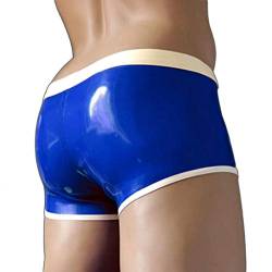 LBYLYH Männer Latex Shorts, Slips Gummiunterwäsche Hosen Schwimmen Sportbekleidung Kostüm Herren Boxer SM Sex Bondage Erwachsene Geschlechtsprodukte,Blau,XL von LBYLYH