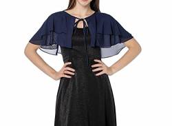 Cardigan Schulterjacke,Damen Schlichte Chiffon Bolero Shrug Jacke Hochzeit Cape Elegante Kurzarm Strickjacke Vorne Offen Cropped Bolero Arbeit Lässige Abendjacke Vertuschung Für Kleid,Marineblau von LCDIUDIU