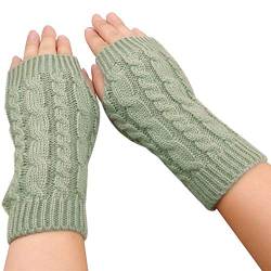 LCHULLE 1 Paar fingerlose Handschuhe, warme Armhandschuhe, Winter, Strick, Häkelhandschuhe, Geschenk für Frauen und Mädchen,Hellgrau von LCHULLE