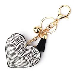 LCHULLE Glitzer Schlüsselanhänger Herz Anhänger Kristall Strass Schlüsselring Herzanhänger Bling Glitter Keychain Schlüssel Anhänger Bling Kristallstrass Taschen Koffer Rucksäcke Zubehör Schwarz von LCHULLE