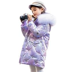 LCIGIA Mädchen Winterjacke Kinder Jacke mit Abnehmbare Kapuze Wintermantel mit Krone Stickerei Dicke Outdoorjacke Warme Daunenjacke, Lila, 146 von LCIGIA