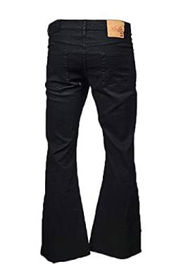 LCJ Denim Herren Jeanshose mit Schlag, Indie-/Retro-Stil, 70er-Jahre-Jeans, ausgestellt, LC16, Schwarz - 34W x 30L von LCJ Denim