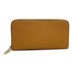 LCTi Damengeldbörse aus echtem Leder mit Reißverschluss - Italienische Eleganz, Accessoires Gold, 19 cm x 10 cm x 2 cm, Camel von LCTi