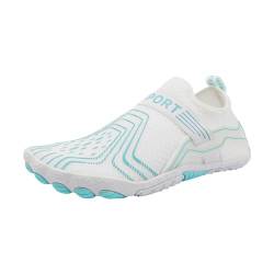 Barfußschuhe Damen Herren, Dicke Sohle Sommer Schwimmschuhe Outdoor Rutschfest Aquaschuhe Traillaufschuhe Weich Traillaufschuhe Atmungsaktiv Drainagelöcher Schnell Fitnessschuhe Surfschuhe von LCpddajlspig