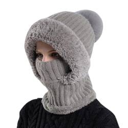 Beanie Damen Innenfutter Elastisch Weiche Wintermütze Outdoor winter Atmungsaktiv Merino Mütze Wollmütze Warme mit Bommel Mütze Grobstrick wolle Unisex Leicht Strickmütze Pudelmütze Bommelmütze von LCpddajlspig