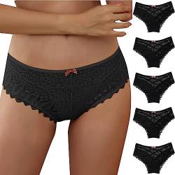 Damen String Unterwäsche Tangas Spitze Offen Ouvert 5er Packs String Höschen Niedrige Taille Große Größen Bikini Hipster Miederslips Seamless Sexy Weich Erotisch Nahtlose Slips Brazilian Slip von LCpddajlspig