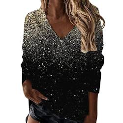 Festliches Shirt mit Glitzer Große Größen Herbst Glitzer Bluse Winter Elegant Pailletten Oberteil Casual Party Glitzer Oberteile Pailletten Blazer Langarm Modern Silvester Outfit von LCpddajlspig