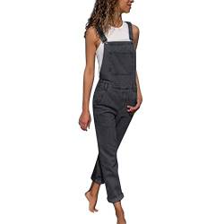 LCpddajlspig Blaue Latzhose Damen Lang 90Er Ärmellose Arbeitshose Kurzgröße Garten Große Größen Jumpsuit Overall Sommerhose Arbeitskleidung Stretch ArbeitsElegant Sommer JeansTrägerhose von LCpddajlspig