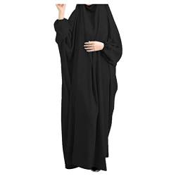 LCpddajlspig Frauen muslimisches einteiliges langes Kleid mit voller Abdeckung - lockeres Kleid mit Kapuze Abaya Gebetsrobe islamische Kleidung Einheitsgröße von LCpddajlspig