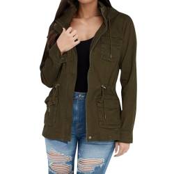 LCpddajlspig Frühlingsjacke Damen Stehkragen Elegant Große Größen Safari Kleidung Parka Frühling Trenchcoat Schwarz Leicht Mehr Taschen Bomberjacke Boyfriend Utility Fliegerjacke Übergangsjacke von LCpddajlspig