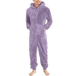 LCpddajlspig Herren Paar Jumpsuit Kuschelig Lustig Lang Pyjama Winter Warm Plüsch Overall Schlafoverall Reißverschluss Teddy Fleece Einteiler Onesie Einteiler Onesie Schlafanzug von LCpddajlspig