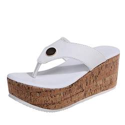 LCpddajlspig Keilabsatz Schuhe Damen Wedges Bequem Rutschfest Espadrilles mit Fussbett Elegant Offene Schuhe Orthopädische Schuhe Sommerschuhe Weiß Sommer Plateau Schuhe Zehentrenner Sandalen Slides von LCpddajlspig