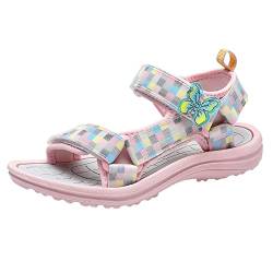 LCpddajlspig Schuhe Kinder Mädchen Festlich Offener Zeh Sandalen Wasserfeste mit Klettverschluss Wassersandalen Frühling Weit Strandschuhe Sommerschuhe Zehenschutz Trekkingsandalen Gr. 25-38 von LCpddajlspig