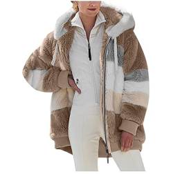 LCpddajlspig Teddyfleece Jacke Damen, Oversize mit Kapuze Fleece Plüschjacke Flauschig Warm Reißverschluss Wolljacke Sherpa Jacke Gefüttert Outdoor Teddyjacke Winter Fleecejacke Teddy Kuscheljacke von LCpddajlspig