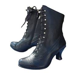 LCpddajlspig Viktorianische Stiefel für Damen, Vintage Stiefel Renaissance Knöchel Stiefel Chunky Low Absatz Lace Up Hexen Stiefel Ritter Stiefel von LCpddajlspig