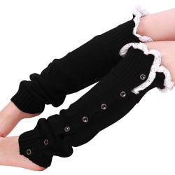 LCpddajlspig Weiße Stulpen Damen Wollstrick Fußlose Weich Knöchelwärmer Hohe Häkelarbeit Legwarmers Overknees Flexibel Strick-Beinsocken Langer für Winter mit Wolle BeinBeinwärmer Kniestrümpfe von LCpddajlspig