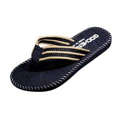 LCpddajlspig Zehentrenner Herren Leder 46 Pantoffeln Sommer Verstellbar Badelatschen Lässig Wasserfest Plattform Flip Flops Sommerschuhe Gepolstert Gummi Rutschfest Slides Sandalen Strandschuhe von LCpddajlspig