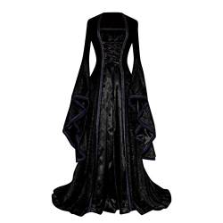 Mittelalter Bluse Damen, Karneval Kostüme Kleid Medieval Dress mit Trompetenärmel Victorian Renaissance Partykleid Mittelalter Kleidung Vintage Halloween Gothic Kleidung Oktoberfest Retro von LCpddajlspig