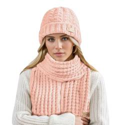 Mütze Damen Winter wolle Outdoor Merino Mütze Leicht Grobstrick Wollmütze Fleece Mütze Elastisch Wintermütze Innenfutter Atmungsaktiv Unisex Weiche Warme Strickmütze Bommelmütze Beanie Mütze von LCpddajlspig