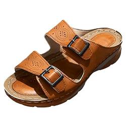 Pantoletten Damen Weite H Slide mit Absatz Rutschfest Pantoffeln Keilabsatz Sommer Strandschuhe Orthopädische Duschlatschen Pantoletten Keilsandale Wasserfest Open Toe Sandalen Badeschlappen von LCpddajlspig