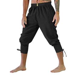 Schlossfest Kleidung Herren, Cosplay Steampunk mit Taschen Schnürhose Piratenhose Vintage Renaissance Freizeithose Kniebundhose Schnürung Wikinger Mittelalter Hose Lang Mittelalterhose Gothic Hose von LCpddajlspig