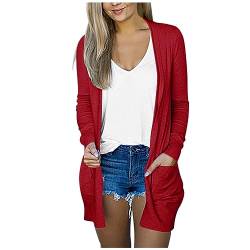 Strickjacke Damen Lang Cardigan Open Front Langarm Leichte Strickmantel Klassisch Casual weiß Longstrickjacke Elegant mit Kapuze Herbst Winter Jacke ÜBergangsjacke strickmantel Strickpullover von LCpddajlspig