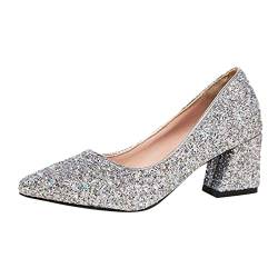 Tanzschuhe Damen High Heels Geschlossener Slingback Pumps Brautschuhe für Hochzeiten und Partys Spangenpumps Blockabsatz Elegante Knöchelriemen Trachtenschuhe Bequem Riemchenpumps Sandale Pumps von LCpddajlspig