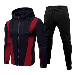 Trainingsanzug Herren Baumwolle Boss Fitness Sportanzug Set Baggy Tracksuit Relaxed Schwarz Jogginganzug Lang Atmungsaktiv Outdoor Breit Leisure Suit Gym Activewear Freizeitanzug mit kapuze von LCpddajlspig