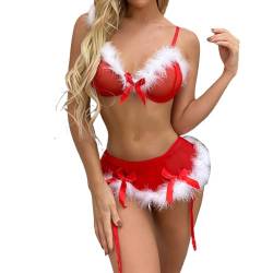 Weihnachts Dessous Damen Push Up Xmas Weihnachten Weihnachtsfrau Kostüm Zweiteiliges Große Größen Reizwäsche Dessous Sets Reizvolle Reizwäsche Rot Spitze Sexy Baby Dolls Lingerie Nachtwäsche von LCpddajlspig