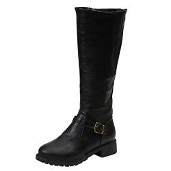 Weitschaftstiefel Damen, mit Absatz Leder Kniehoch Hell Damenstiefel Lederstiefel Herbst Elegant Braun Sexy Stiefel Westernstiefel XXL Schaft 42 Plateau Schwarz Winterstiefel Schlupfstiefel von LCpddajlspig