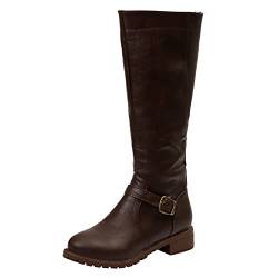 Weitschaftstiefel Damen Xxl Schaft mit Absatz Leder Kniehoch Hell Damenstiefel Lederstiefel Herbst Elegant Braun Sexy Stiefel Westernstiefel XXL Schaft 42 Plateau Winterstiefel Schlupfstiefel von LCpddajlspig